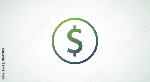 Green gradient dollar sign in circle symbol for finance money and business concepts on white background