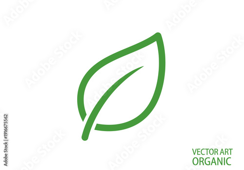 Simple Green Leaf Icon Representing Nature and Organic Products.