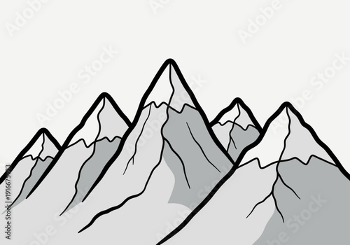 Stylized Mountain Range Peaks Illustration.
