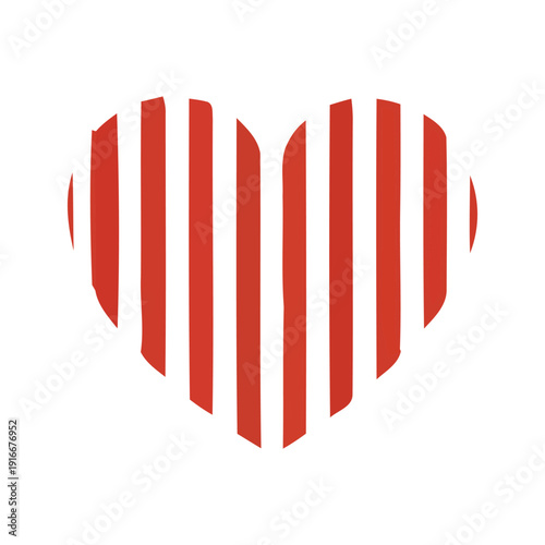 A vibrant red and white striped heart symbol, representing love, passion, and unity, rendered as a clean, modern vector graphic design suitable for various design projects and digital illustrations