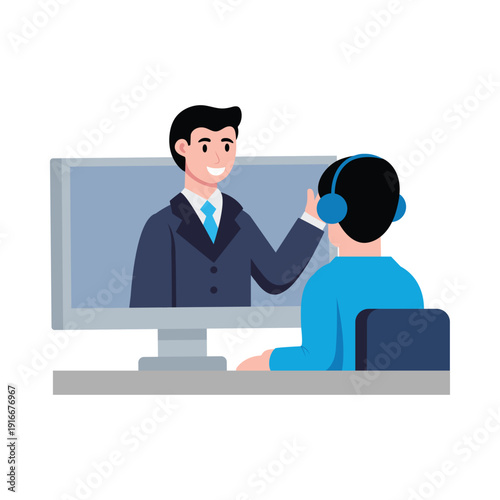 Virtual Agent giving advice vector illustration 