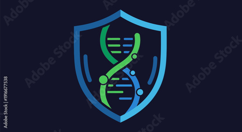 DNA Helix Shield Security Protection Concept.