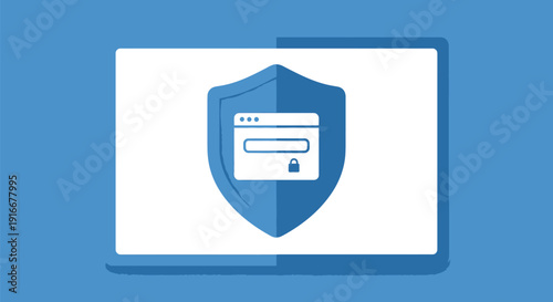 Computer Security Shield Protecting Login Credentials Online.