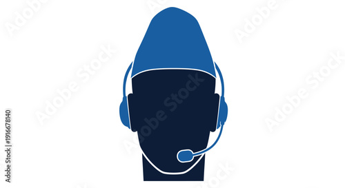 Customer Service Representative Headset Icon Silhouette.