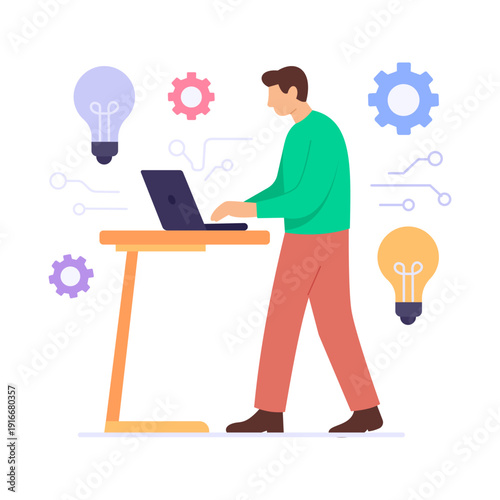 Innovation Lab, dedicated space fostering creative experimentation, Flat vector character illustration