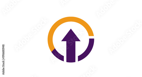 Purple Arrow Inside Orange Circle Symbol.