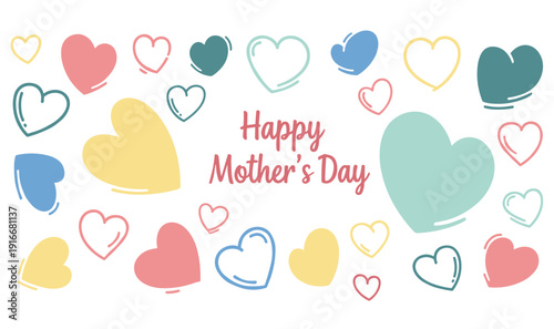 Heartfelt happy mother's day greeting card with colorful hearts