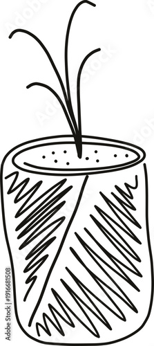 hand drawn plant growth nurture vector illustration.