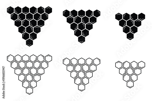 Set of honeycomb icons. Natural honeycomb icons collection. Honeycomb or hexagon pattern. Abstract honeycomb cell. eps 10