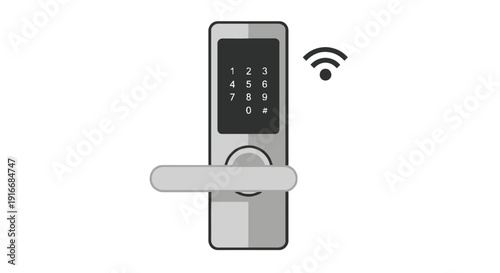 Smart digital door lock with keypad and wireless connectivity on a white background