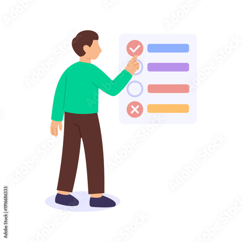 Adjusting Plan, modifying strategy based on feedback, Flat vector character illustration