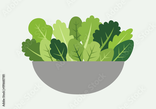 Fresh Green Salad Leaves in a Bowl.