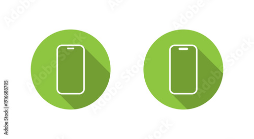Simple smartphone icon with long shadow. Mobile phone and cellphone symbol