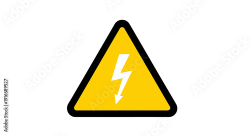 Yellow triangle caution sign with a white lightning bolt symbol indicating electrical hazard