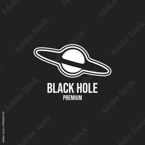 Stylized black hole icon with accretion disk in a simple graphic logo design on a dark background.