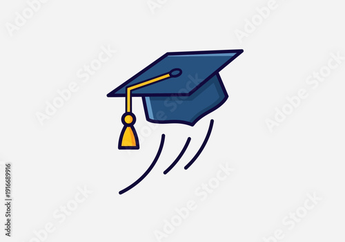 Graduation Cap Flying Through Air Symbolizing Success.