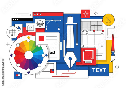 Graphic Design Elements and Tools Illustration.