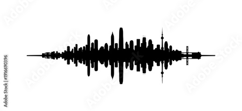 Silhouette of a sound wave on a white background