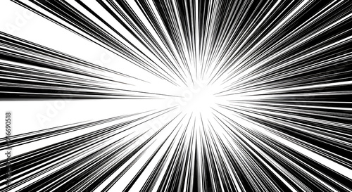 dynamic black and white speed lines bursting from a central point a powerful manga background for comic art anime and graphics.