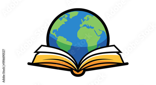Open Book with Earth Globe Symbolizing Global Knowledge.
