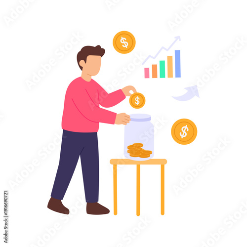 Investment Risks, understanding potential losses before investing, Flat vector character illustration