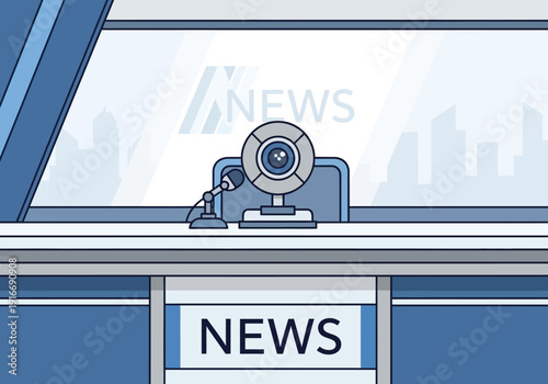 Webcam and Microphone on News Desk.