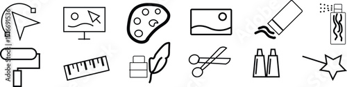 Collection of art and painting tools icons
