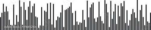 Energetic audio bar graph illustration with varying heights on white background