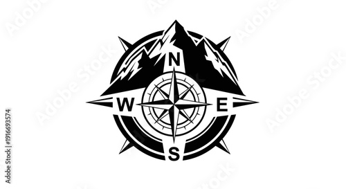 Mountain Compass Logo Design for Adventure and Exploration.