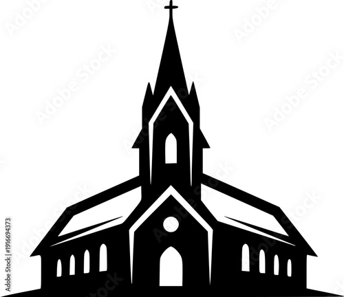 church logo icon silhouette line art vector illustration with a white background
