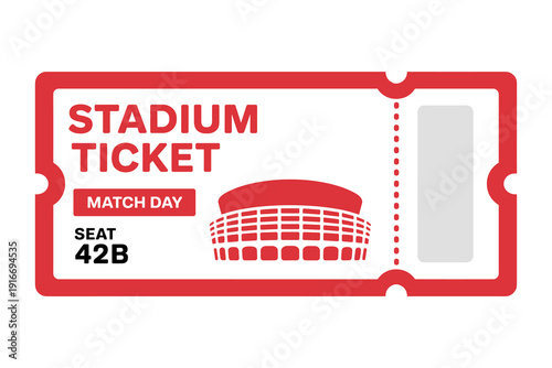 Stadium Ticket for Match Day Event: Entrance Pass to a Sporting Event, Live Game Admission, Arena Attendance, Promotional Material, Vector Template, Sports Fan, Entertainment, Voucher, Event, Admissio