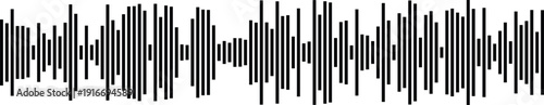 Black and white sound wave graph illustrating audio signals and sound technology