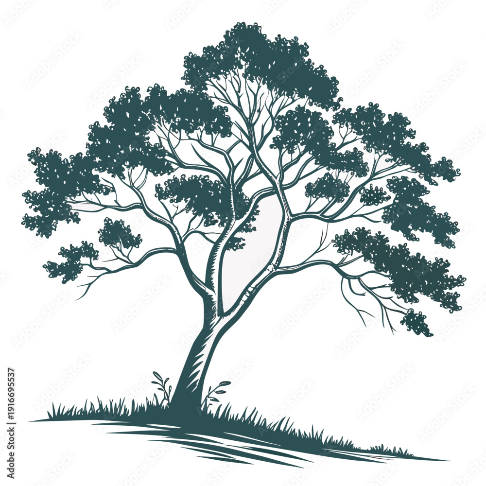 Obraz premium Elegant Silhouette Tree Vector Illustration