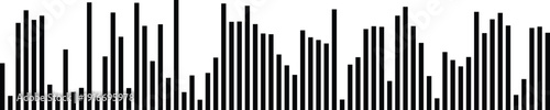 Abstract black and white equalizer bars representing audio or sound levels
