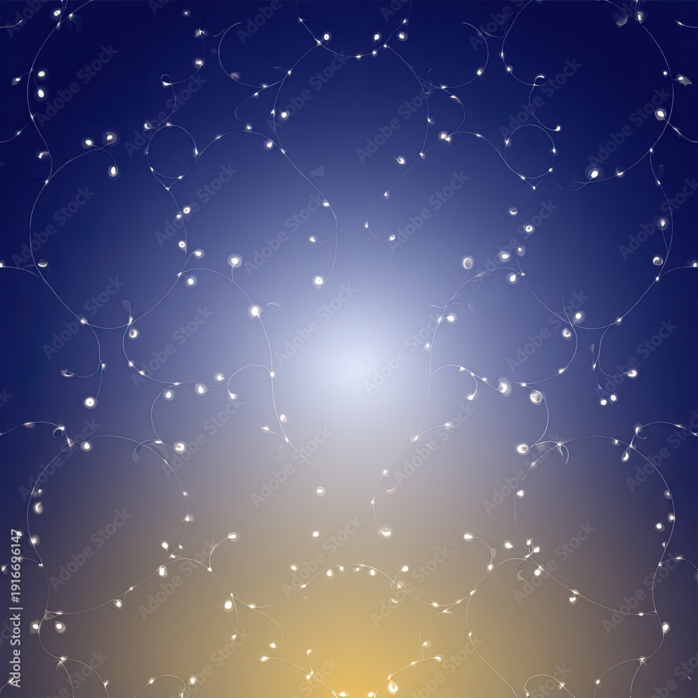 Fototapeta premium Vibrant string lights shining brightly in night sky with warm glow