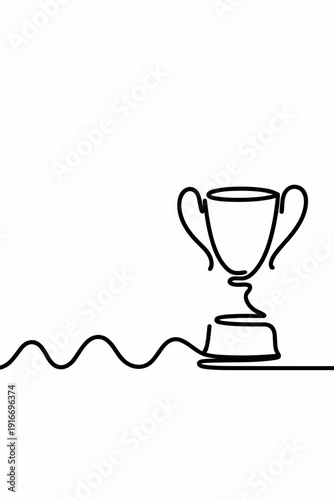 Achievement Award Continuous Line Illustration: Recognizing Excellence in Business, Sports, Education, and Triumphs in Contests, Competitions, and Personal Growth, Emphasizing Teamwork and Victory wit