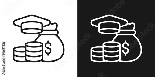 Tuition Fund Icon In Black And White Line Style