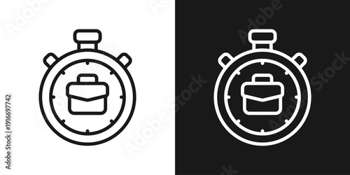 Time Management Icon In Black And White Line Style