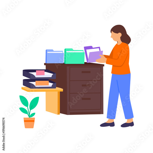 Employee Documents, collecting necessary paperwork for hiring, Flat vector character illustration