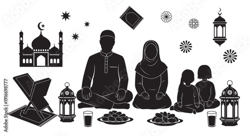 set of vector of Ramadan Kareem