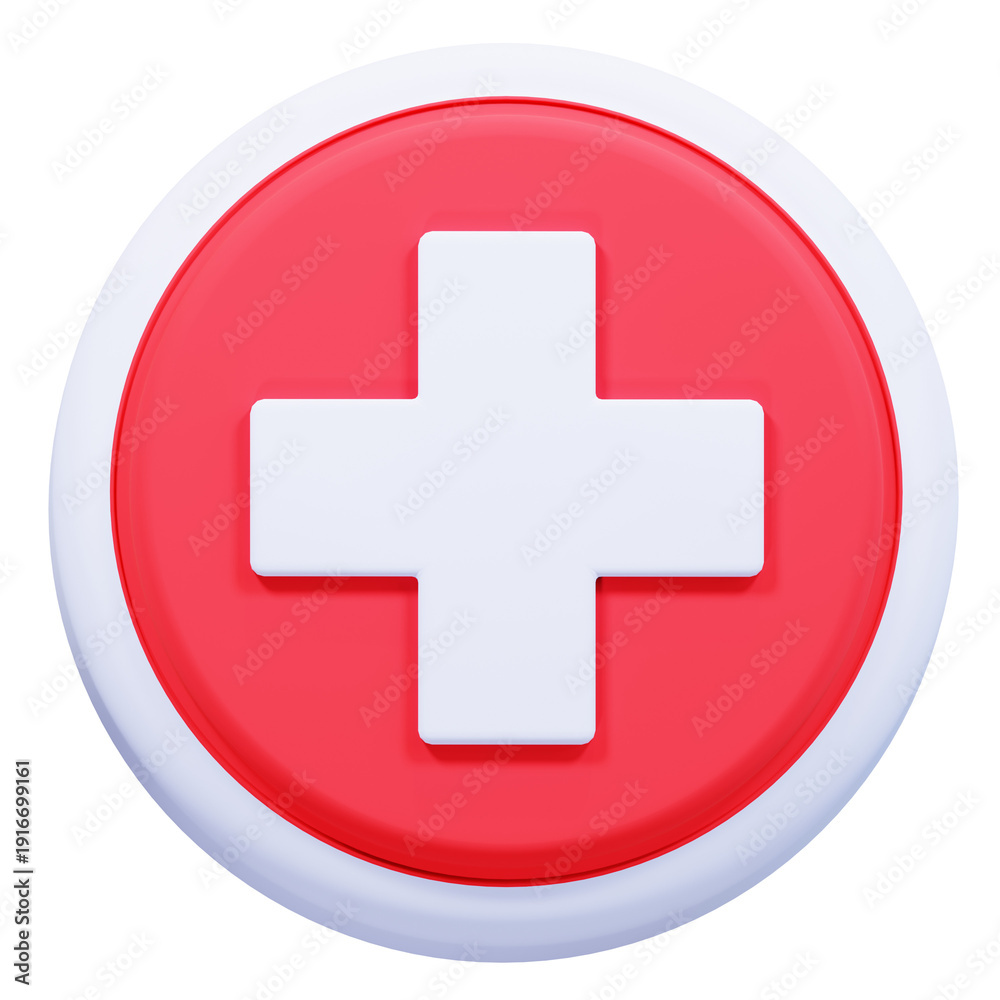 Obraz premium 3D Add Plus Icon in Circle Button