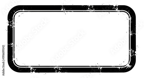 Black grunge rectangle frame with distressed texture and rounded corners