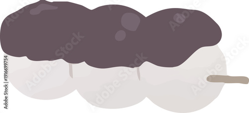 あん団子のベクターイラスト　あんこがのった串団子の和菓子・手描き風かわいい素材