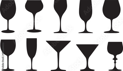 Set of wine glass vector illustration