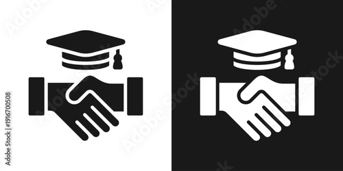 Education Deal Icon In Black And White Glyph Style