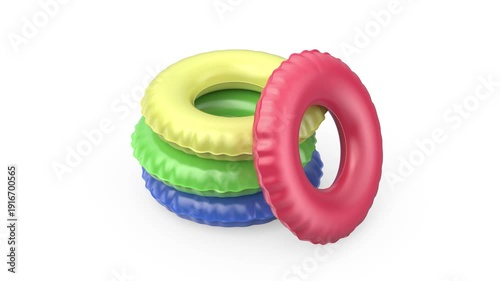 Wallpaper Mural Group of swim rings in different colors on white background Torontodigital.ca