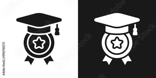 Honor Medal Icon In Black And White Glyph Style
