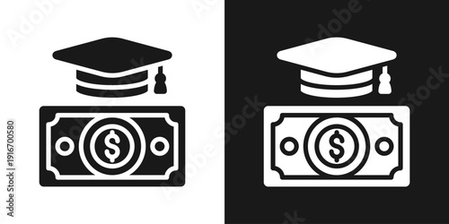 Tuition Fee Icon In Black And White Glyph Style