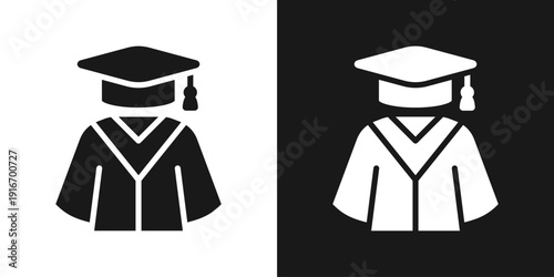 Graduation Suit Icon In Black And White Glyph Style