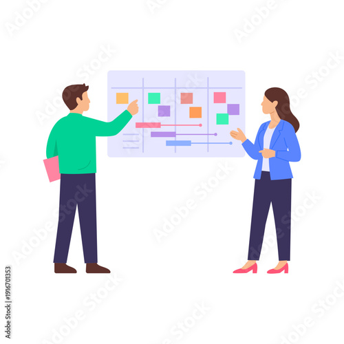 Collaboration Discussion, discussing ideas to strengthen partnership, Flat vector character illustration